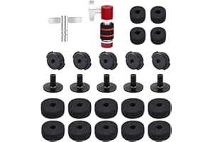 SETEOL 26PCS Cymbal Replacement Accessories, Standard Hi-Hat Clutch & Cymbal Stand Felts & Plastic Cymbals Nuts & Cymbals Sleeves & Clutch Felts and Drum Key T-Shape, Replacement for Drum Set