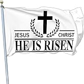 Kmxzint Jesus Christ He is Risen Flag - American Double Sided Christian Easter Flag for Outside 3x5 Faith Over Fear House Yard Decor Banner