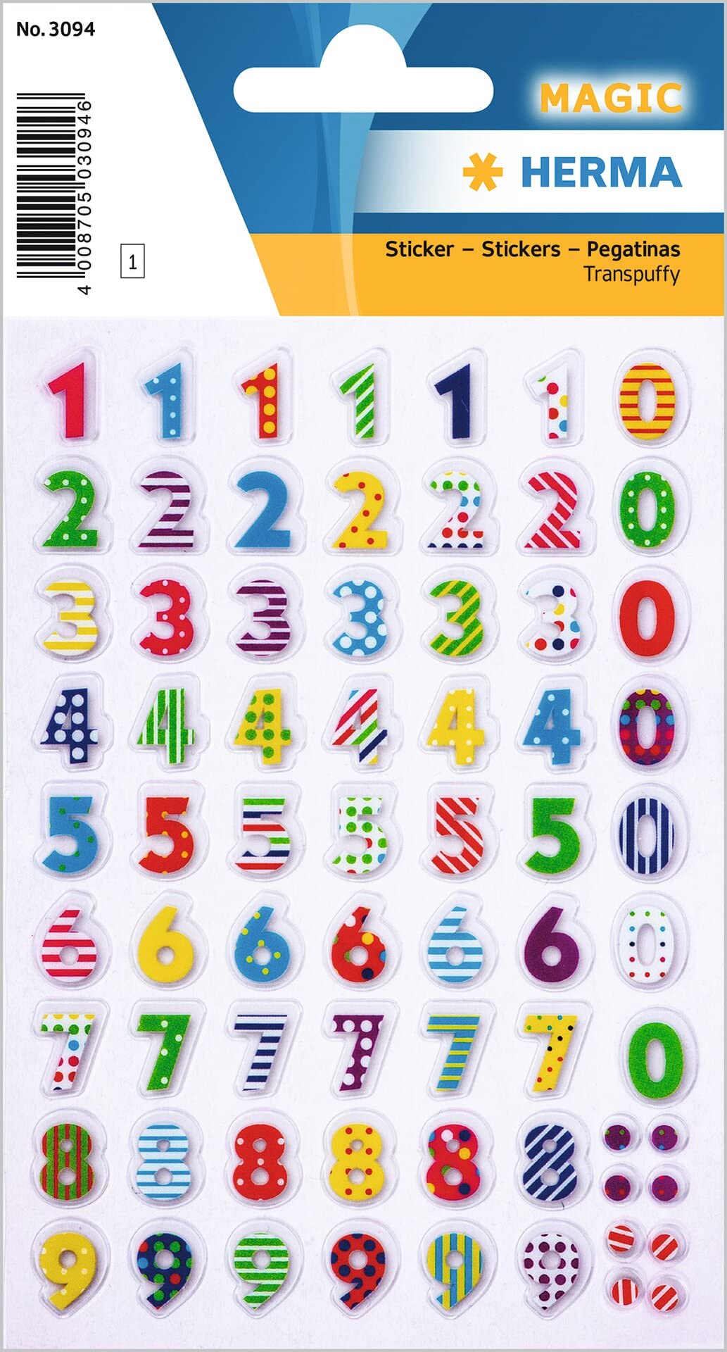 Herma 3094 Sticker Colourful Numbers Stone