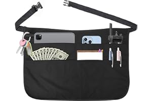 ZMD Server Apron with 5 Pockets, Waitress Waist Apron for Women Men with Buckle Waitress Tool Bag Adjustable Belt Black Work 