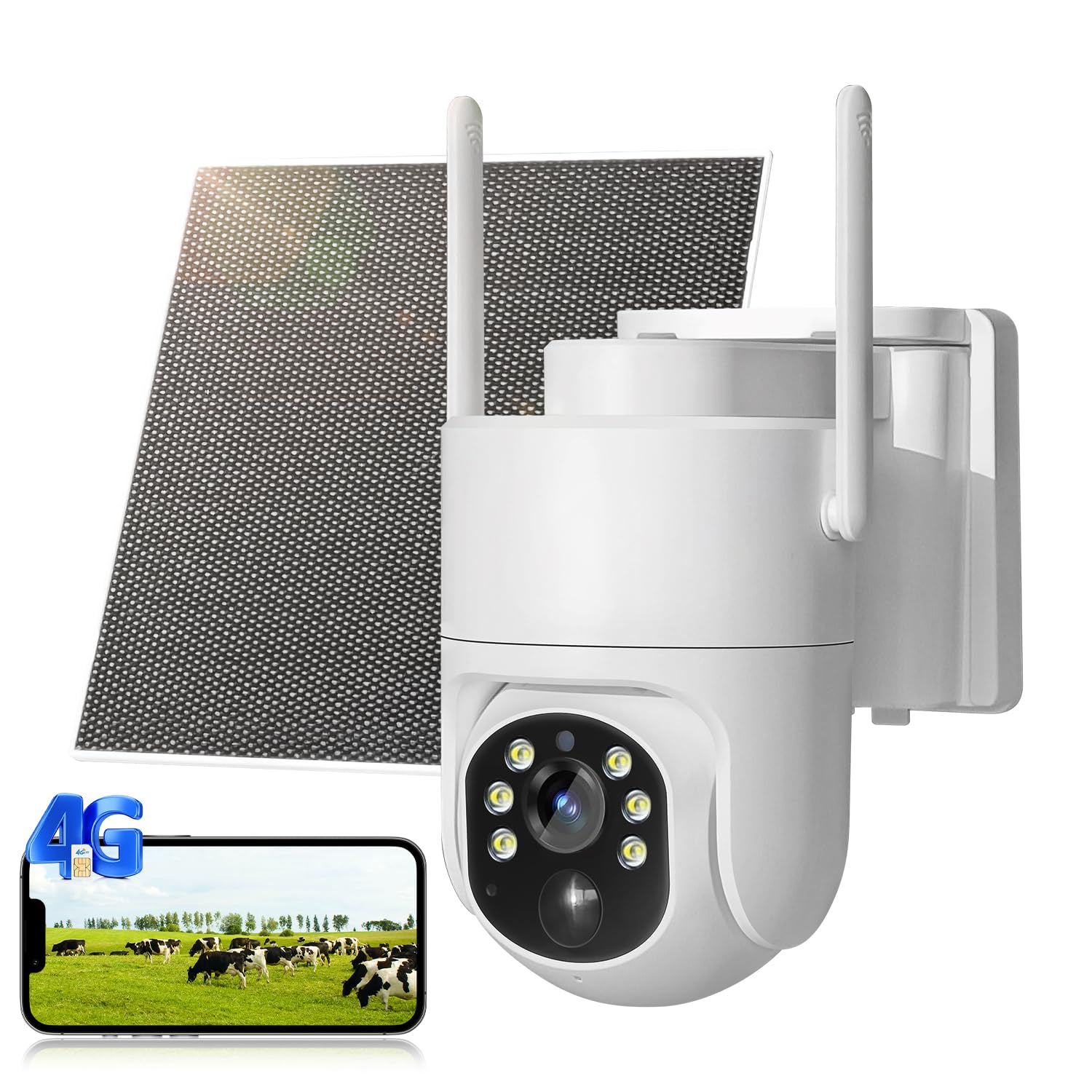 Photo 1 of Apone 4G LTE Cellular Security Camera, No WiFi Solar Powered Security Camera, Auto Tracking, Color Night Vision, Motion Detection, 2 Way Audio, Built in SIM Card, Support Verizon/AT&T/T-Mobile