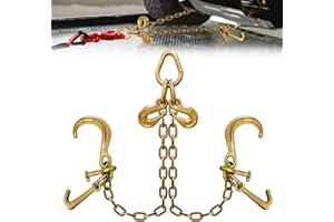 SENKEYFE G80 V Bridle Chain 5/16 in × 2 Ft Tow Chain with 8 in J Hooks and Grab Hooks Heavy Duty Trailer Transport Tow Chains