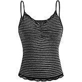 SOLY HUX Women's Striped Lace Trim Cami Top Spaghetti Strap Summer Y2K Camisole