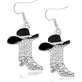 Boho Western Outfit Cowgirl Earrings For Women Cowboy Hat Boots Jewelry Accessories Rhinestone Western Boots Earrings Gift for Women