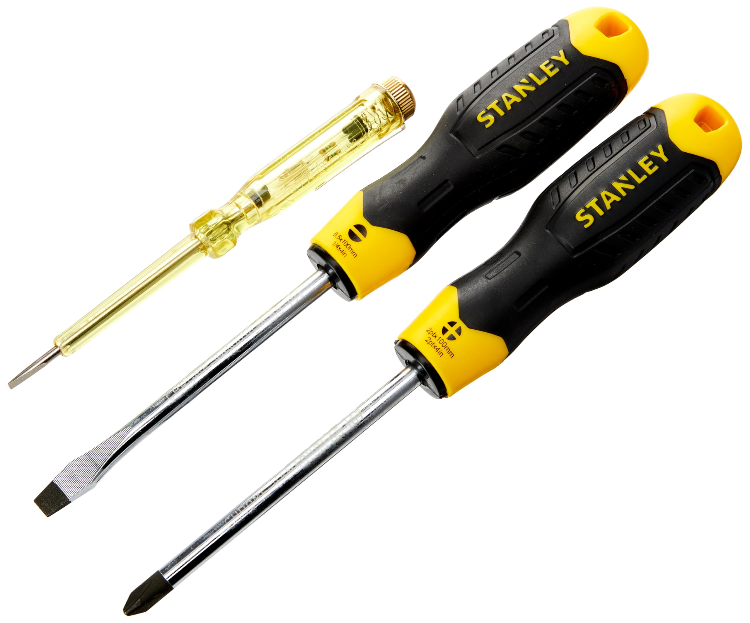 Stanley CUSH GRIP Screw Driver SET PAR/FLD/PH 3PCE, Multicolor, (0-65-012)