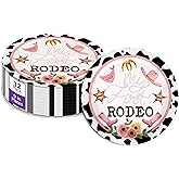 My First Rodeo Baby Girls 1st Birthday - 32 Piece Disposable Party Supplies - Decorations for Cowgirl Birthday Round Party Plates - Large 9" Paper Plates In Bulk