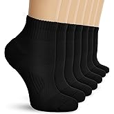 DHSO 7 Pairs Cushioned Ankle Compression Socks for Women Plantar Fasciitis Running Wicking Socks with Arch Support