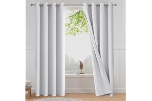 BUHUA Kitchen Curtains - Room Darkening Curtains Thermal Insulated Grommet Window Curtains/Drapes for Bedroom and Living Room(2 Panels Set, 52x84 inch, Greyish White)