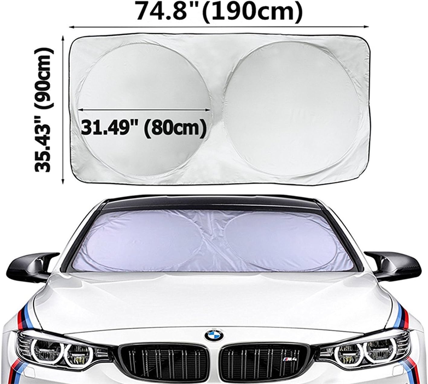 WildAuto Car Sun Shade Windshield Sun Shade Best Protector of your asset. Flexible size for SUV, truck, Cars- Fits All (99%) Cars, Most SUVs - 2 Pack (74.8 * 35.4inch)