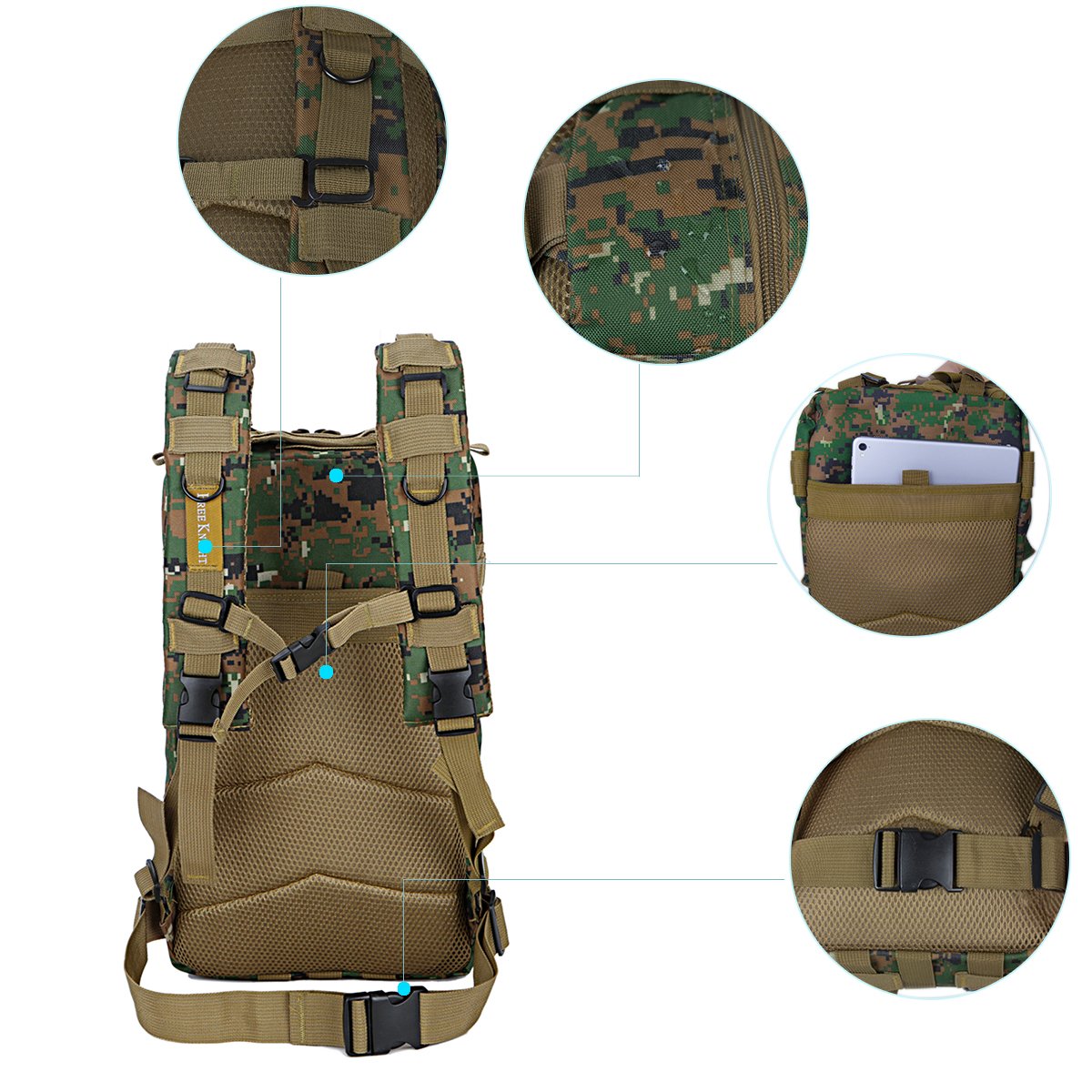 30L Military Tactical Backpack Waterproof Outdoor Bag School Book Bag for Hiking Camping Climbing Trekking Travel Daypack for Kids Teenagers Size 8.6\'\'x 5.9\'\'x 16.9\'\' (Camouflage3)