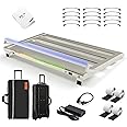 Vangoa Guitar Pedal Board with Built-in Isolated Power Supply, PD-L Aluminum Alloy Folding Powered Guitar Pedalboard with Adjustable Light Bar with Wheeled Gig Bag, Extra Large, 25.2"x13.8", Gray