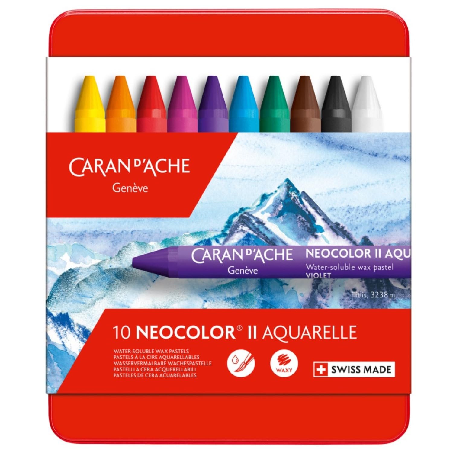 Caran d'Ache 7500.31 Creative Art Materials NeoColor II" Water Soluble Wax Pastel Set, Multi-Colour
