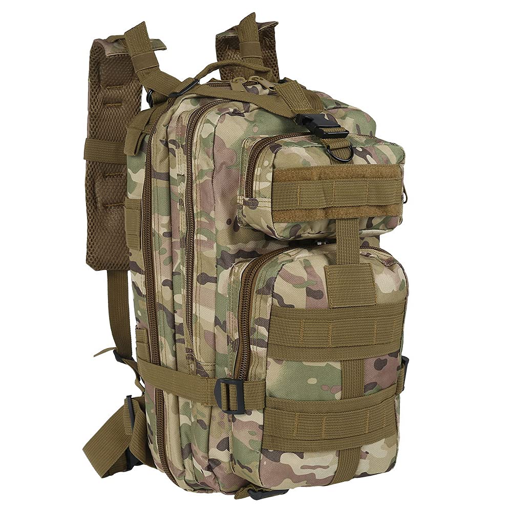 Tactical Backpack 30L Military Camping Backpack Oxford Clothe Rucksack Molle Shoulder Bag Sport Travel Backpack for Camping Climbing Cycling Hiking Mountaineering Hunting (Light Camouflage)