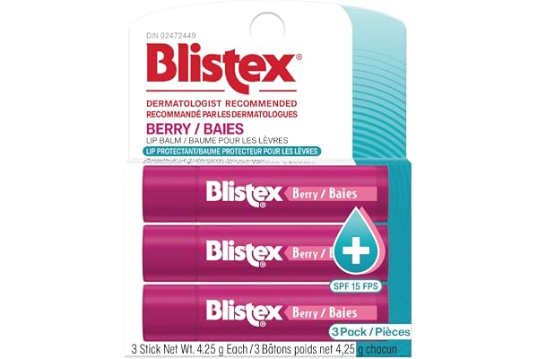 Blistex Medicated Berry Balm 3 Count, 0.15oz Ea. - Soothes and Protects - Advanced Medicated Lip Care for Dry, Chapped Lips,
