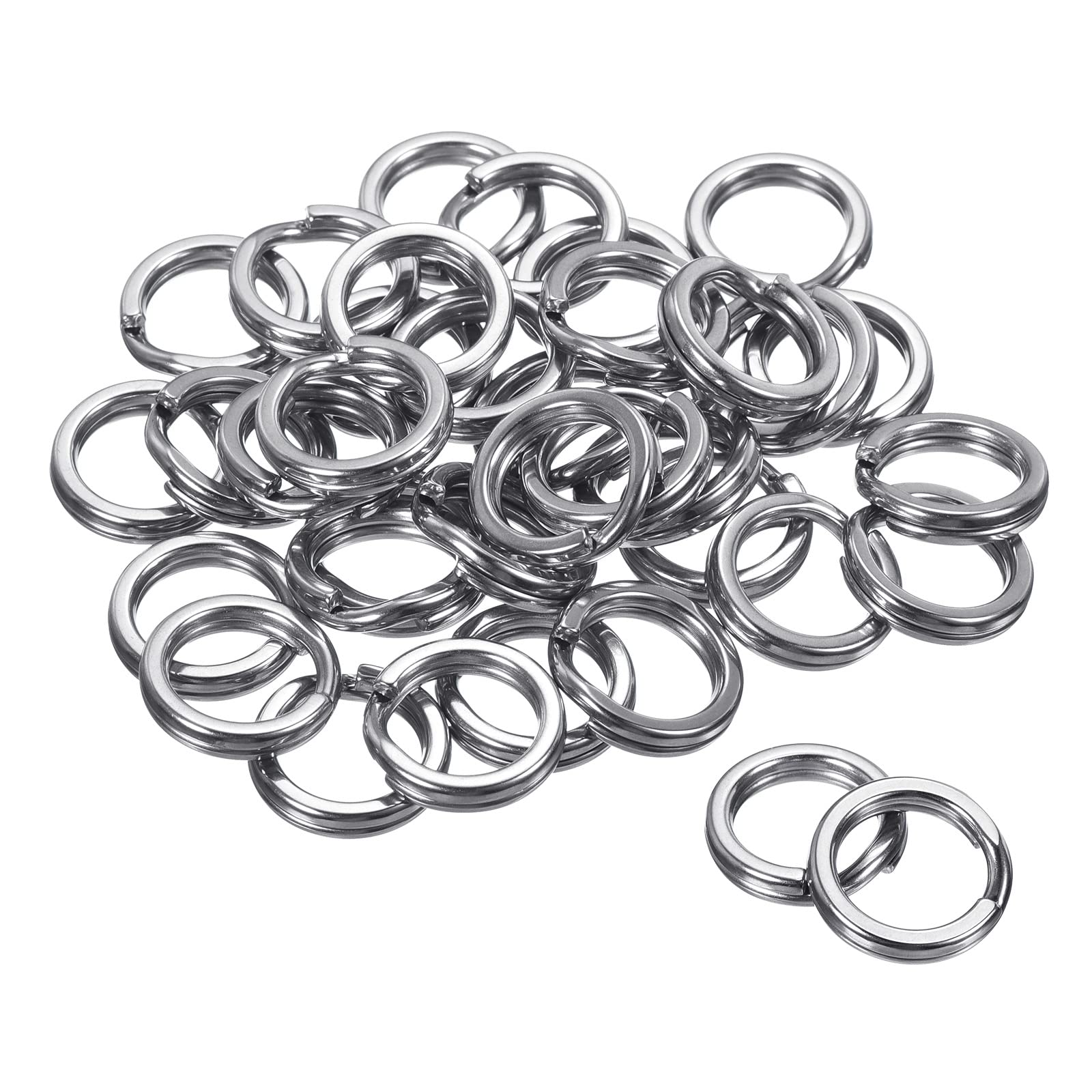 PATIKIL 2.0mm x 16mm Fishing Split Rings, 50 Pack 304 Stainless Steel Double Flat Ring Lure Connector for Saltwater Freshwater