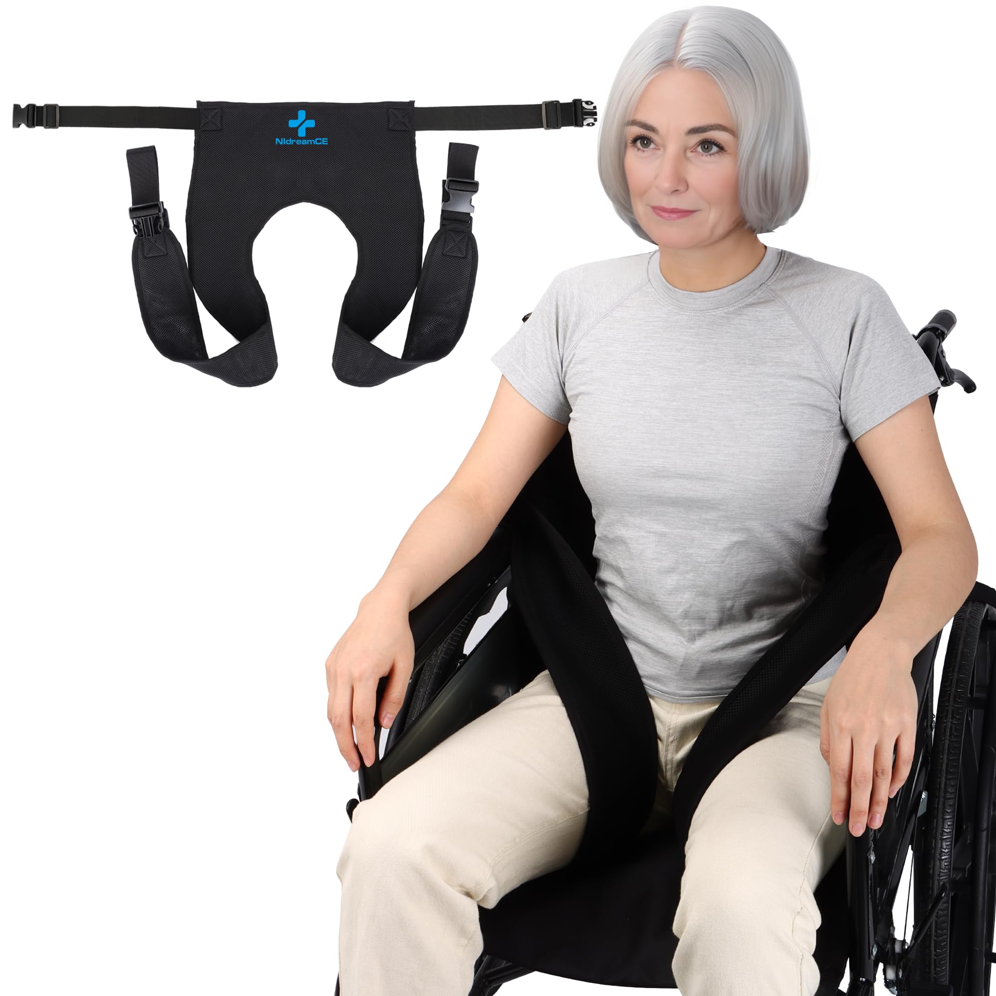 Photo 1 of NIdreamCE Wheelchair Seatbelt Safety Belt for Dementia Patients Falling Out Prevention Wheelchair Safety Harness for Adults,The Elderly, Pregnant & Paralyzed