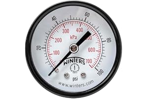 WINTERS INSTRUMENTS Winters 2 inch Dial Size, Multi Function Application Economy Utility Dry Pressure Gauge, Brass Internals, Steel Case, Dual Scale 0-100 psi/kPa, 3-2-3% Accuracy, 1/4 inch NPT Back Mount, Pressure Gauge