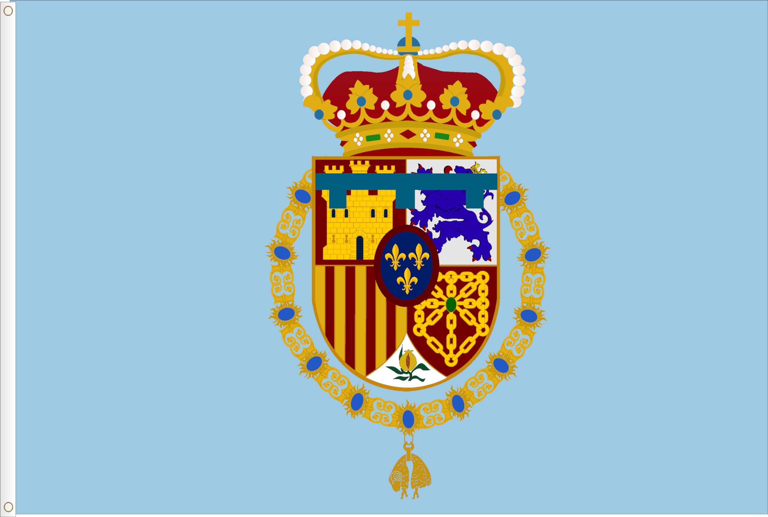 PRINCESS OF ASTURIAS FLAG. SPANISH ROYAL HOUSE. PREMIUM SATIN LARGE SIZE 150X90 CM