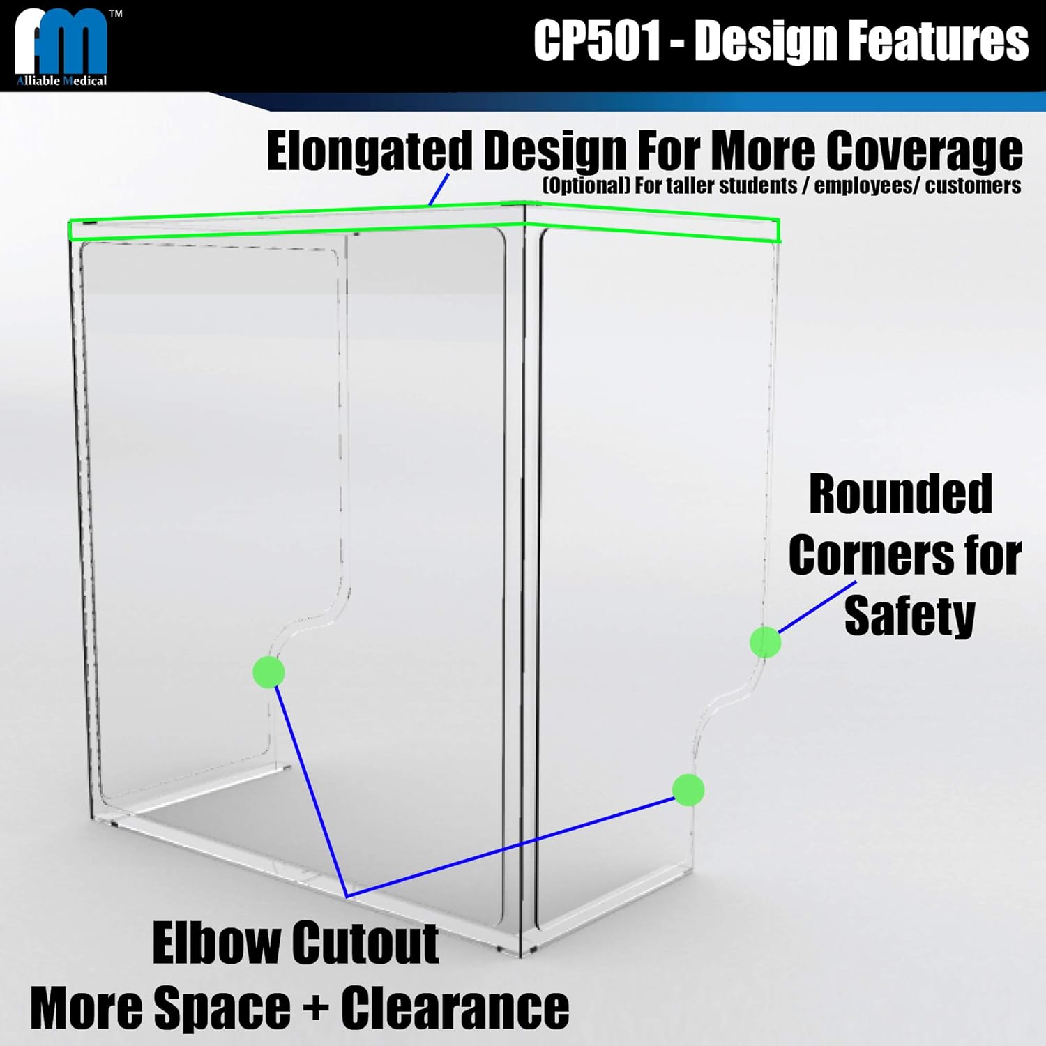 [2 Pack]- Alliable Medical CP501 - [Sneeze Guard Partition/Desk Shield/Counter] - [Shatterproof] - [Lightweight and Portable] - All Applications - Classroom, Schools, Restaurants, Cafe, Business : Office Products