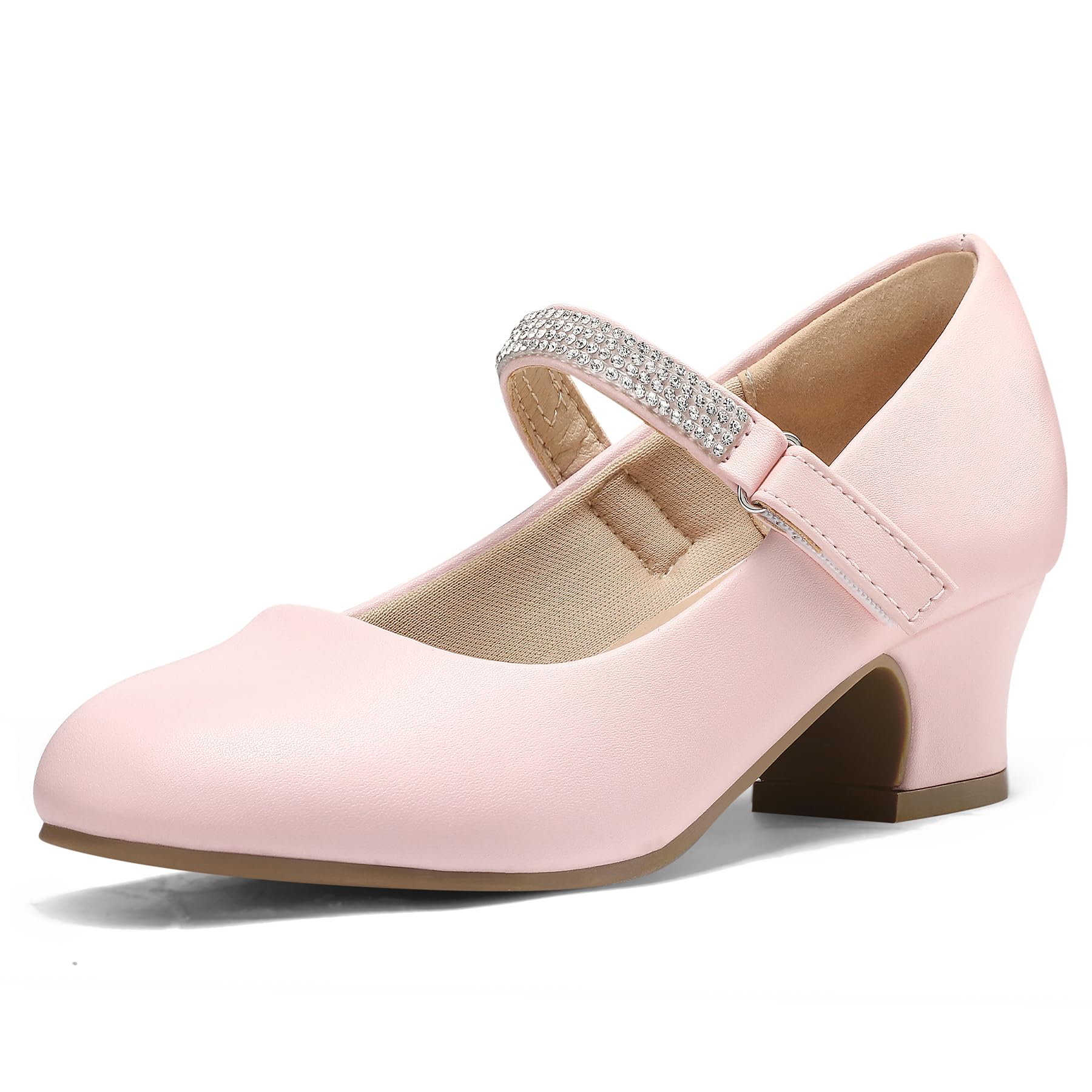 Photo 1 of (SIZE 5) (USED/FAIR) K KomForme Mary Jane Shoes with Low Heel Rhinestones Princess Flats Dress Pump Shoes for Little Kid/Big Kid Light Pink
US 5