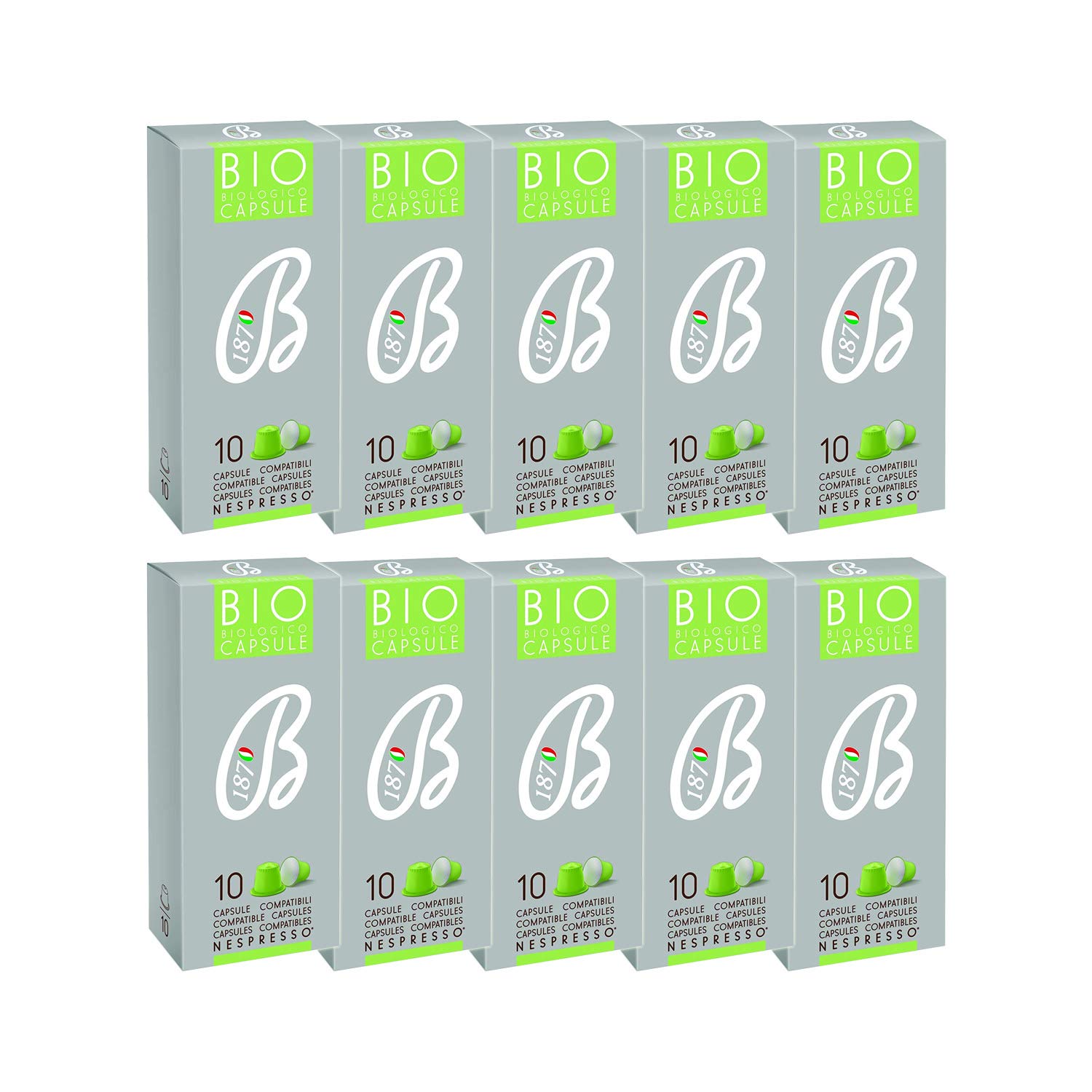 Nespresso Compatible Compostable Coffee Capsules B1870 Organic Certified, 100 Pods