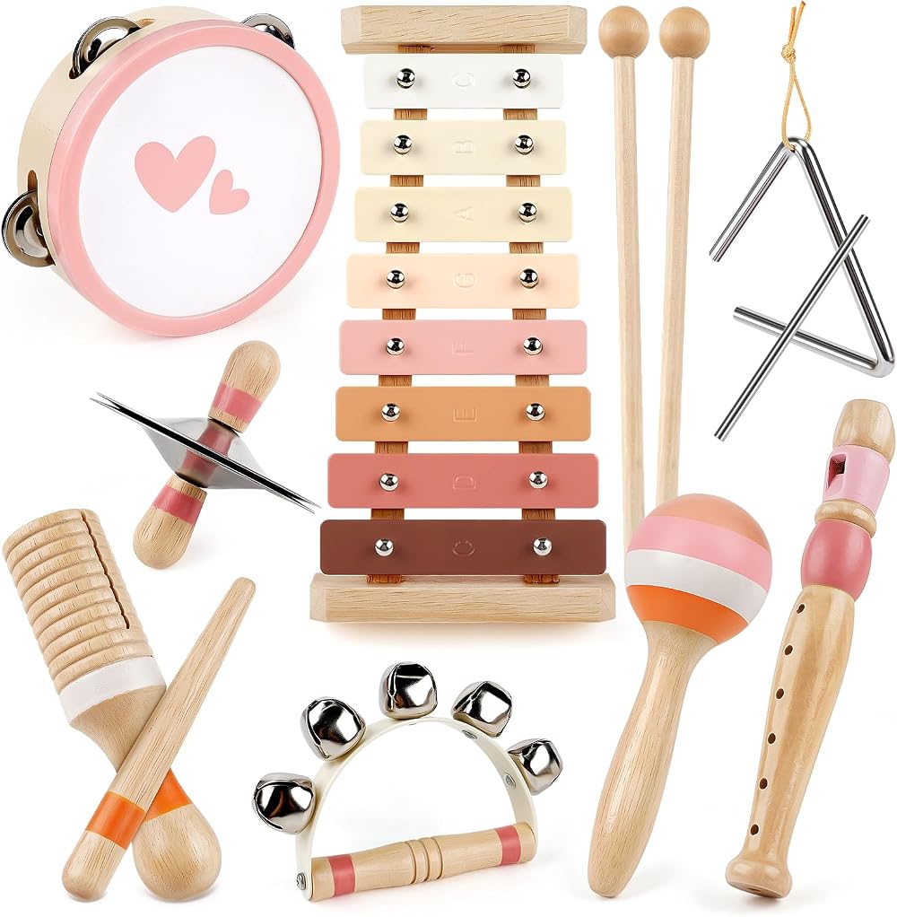 Vanplay 8 in 1 Kids Musical Instruments Xylophone Maracas Wooden Toy