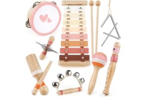 Vanplay Musical Toys for 2 Year Old Girls Easter Birthday Gifts, Montessori Toys for 2 3 Year Old, 8 in 1 Wooden Musical Instruments with Xylophone/ Tambourine/Maracas for Toddler 2-4