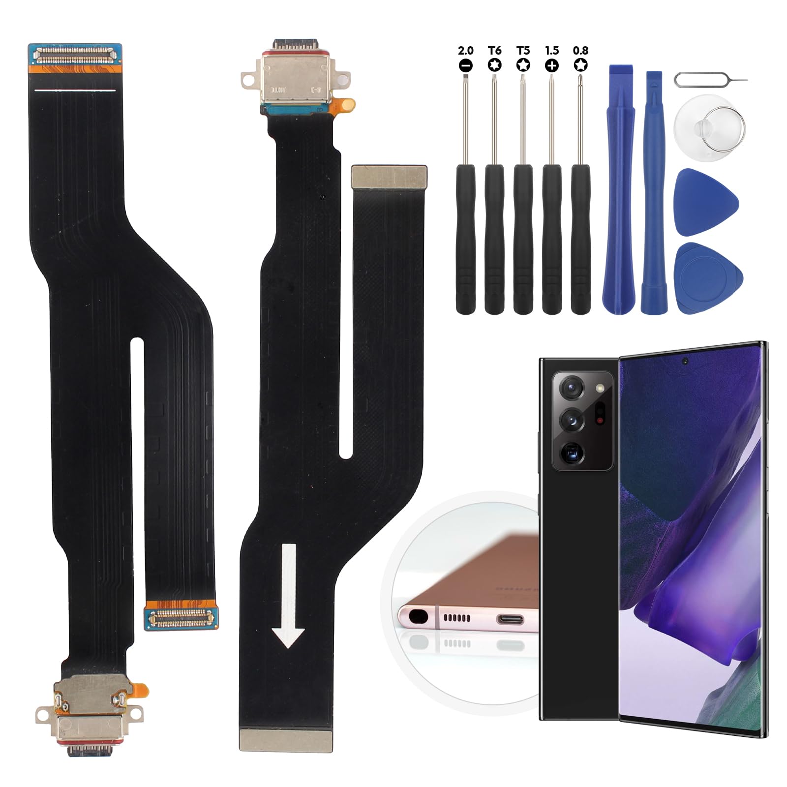 Photo 1 of Replacement for Samsung Galaxy Note 20 Ultra 5G Charging Port Dock Connector for Samsung Note 20 Ultra 5G N986 SM-N986U Charging Port Replacement USB Charger Board Flex Cable Assembly Accessories