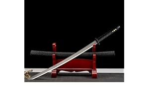 YAXAZA Japanese Samurai Katana Sword – Real Carbon Steel Full Tang Blade, Traditional Iaido Practice Sword for Home Decor and Gift