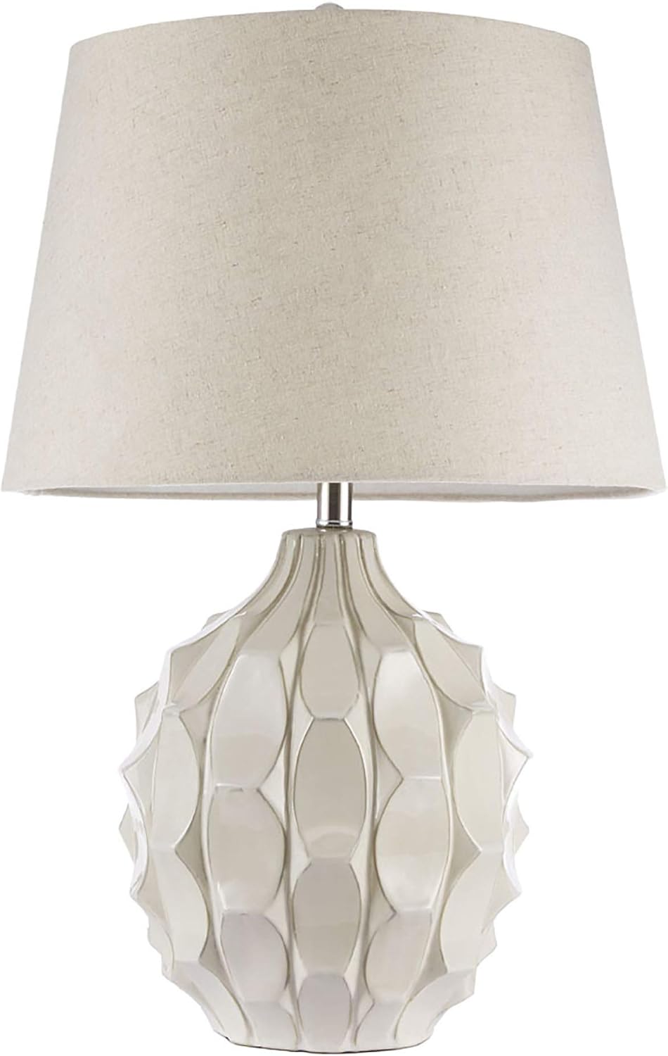 Romona White Plug Table Lamp , Transitional Unique Metal Ceramic Table Lamps for Bedrooms , 18