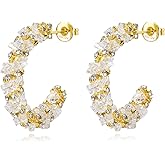 14K Gold Statement Big Hoop Earrings With Zicon, Hypoallergenic Sparkly Fashion Jewelry for Women
