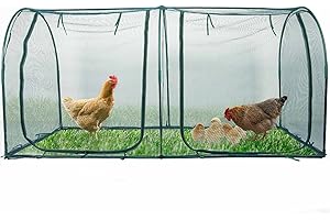 Portable Chicken Run Hen Coop,Walk-in Poultry House,Outdoor Gardening Net,Easy-up Small Animals Enclosure for Protecting Pet 