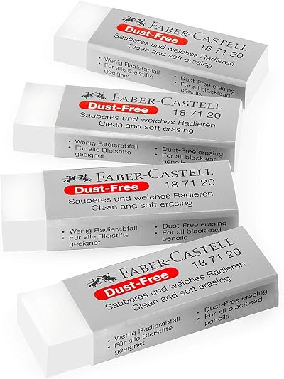 Faber-Castell Dust-Free Comfort Edge Eraser White Pack of 4