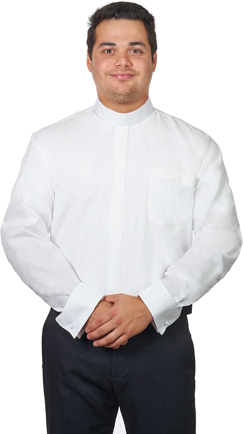 Men's Banded Full Collar Clergy Shirt Long Sleeves (Includes Collar) at