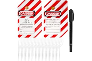 Lionshop Lockout Tagout Tags - 30 Danger Do Not Operate Tags with 30 Zip Ties and 1 Permanent Marker, Premium 16 mil Vinyl, OSHA Compliant, Tear & Water Resistant, 5.5" x 3"