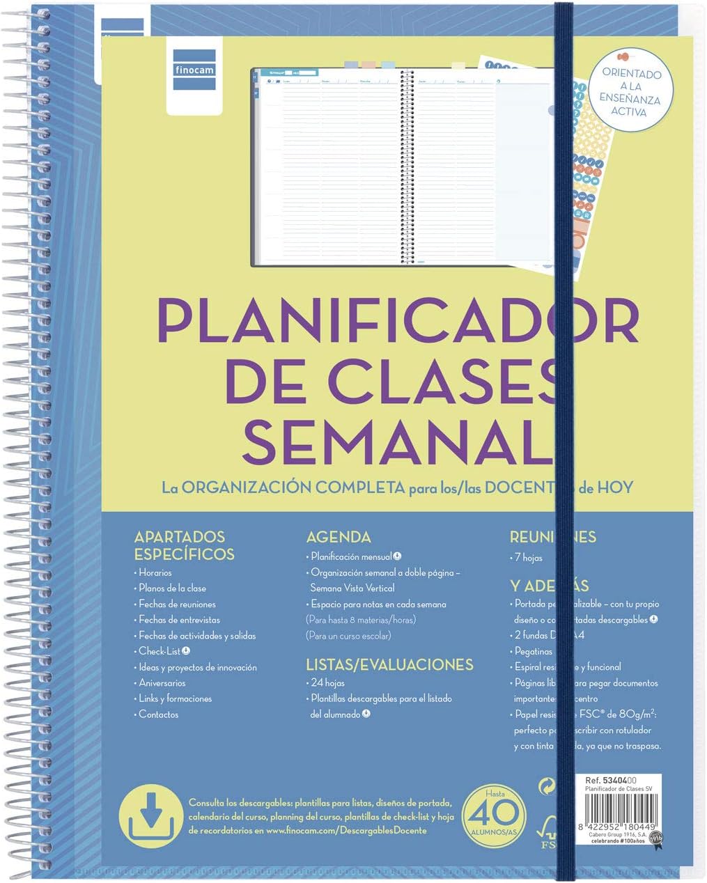 Finocam - Weekly Class Planner, 230 x 310 mm (ähnlich A4), Grande