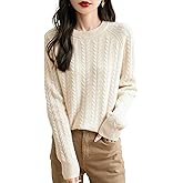 Chanyarn Women's Crew Neck 100% Merino Wool Sweater 2025 Fall Winter Vintage Cable Warm Long Sleeve Knit Pullover Tops
