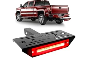 VKU Hitch Step with Light 108 LED Brake Lighting(6 Mode) Fit 2" Receiver Steel Construction Powder Matte Coated Towing Hitch Step for Trucks Chevy Ford Toyota GMC Dodge RAM Jeep ATVs SUVs Vans