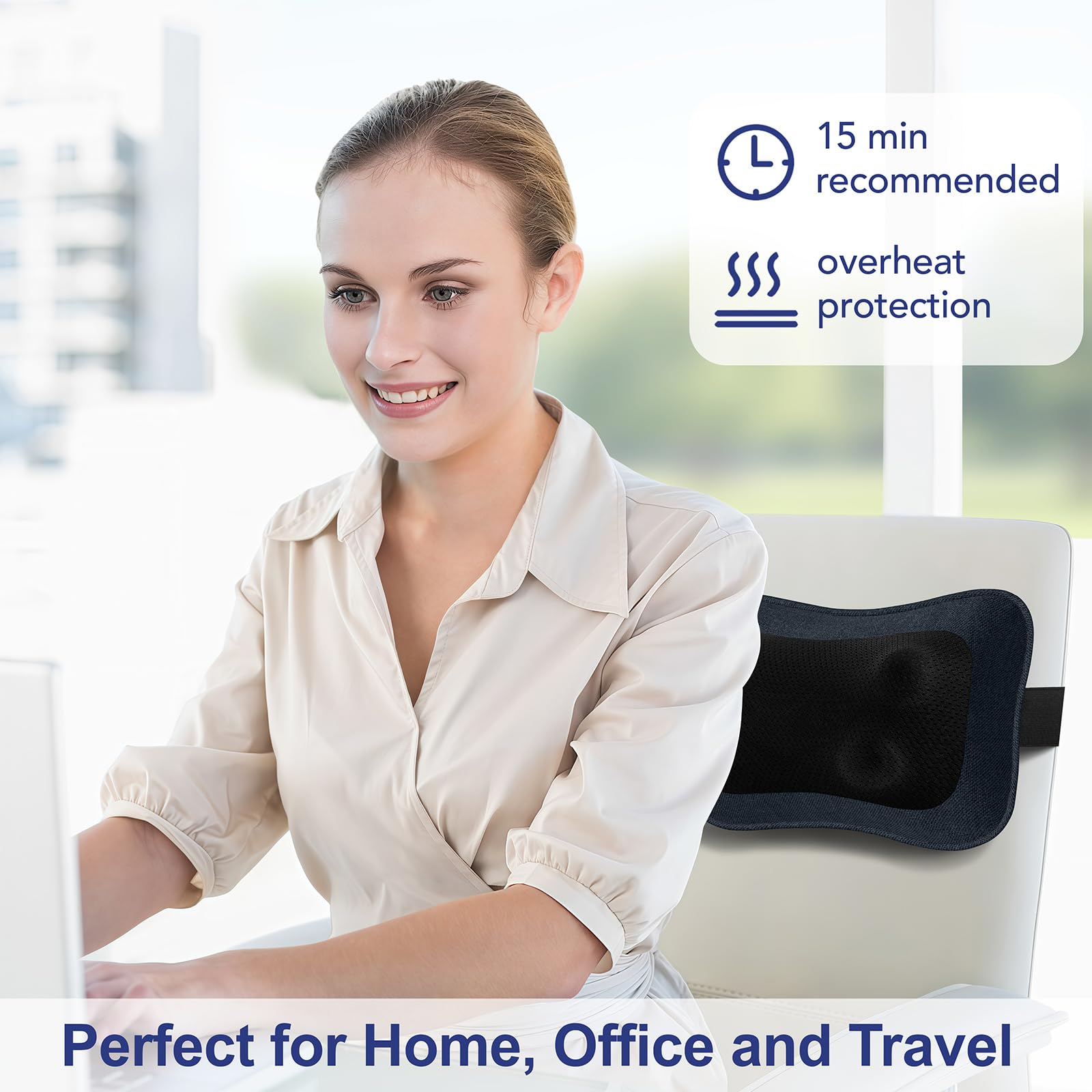 Mo Cuishle Electric Shiatsu Back Massager with Heat - Powerful 3D Kneading for Neck, Shoulder, Lower Back Pain Relief - Ergonomic Design for Home, Office, & Car - Gifts for Women, Men, Mom & Dad