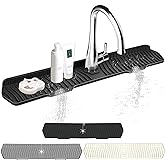 Kitchen Sink Splash Guard Gen2-30" x 6'' Silicone Sink Mat Splash Guard fit for Countertop, Bathroom,Farmhouse,RV by EBIGIC (Black)