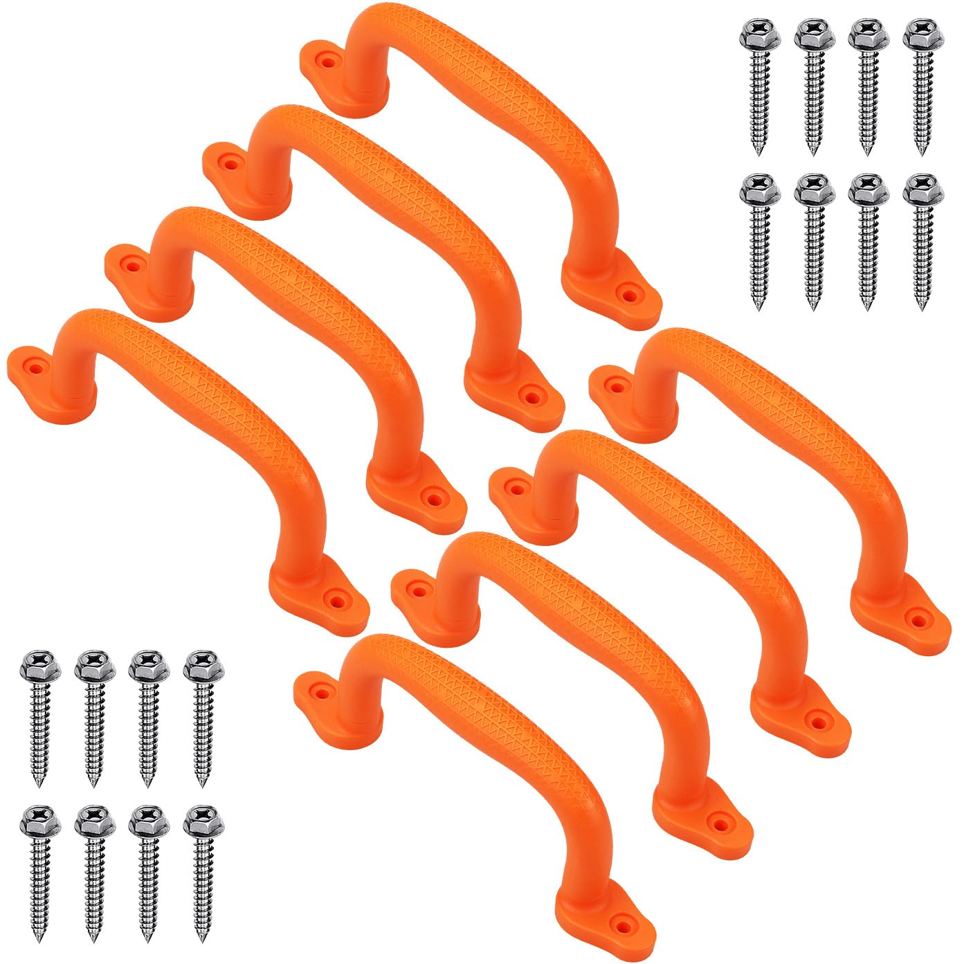 Dolibest 8 Pack Climbing Handles, 18cm Non-slip Solid Playground Hand Grips Plastic Climbing Frame Grab for Swing Set/Playset/Playhouse/Play Park/Indoor Outdoor Monkey Bars/Treehouse/Bunk Bed, Red