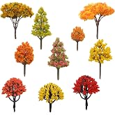 Wuyituart 10 Pcs Yellow Miniature Model Trees, Mixed Size 1.6"-3.2" | Mini Plastic Fall Trees for Diorama Train Layouts Fairy Garden Dollhouse HO N Z Scale Railroad Scenery