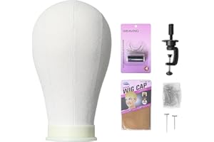 DANSEE 22 inch Wig Head Canvas Block Head Mannequin Head With Stand for Making Wigs, Wig Head With Stand for Display Wig