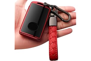 Sindeda for Mazda Key Fob Cover with Keychain Key Case Key Shell 360 Degree Full Protection Compatible with 2019-2024 Mazda 3, Mazda 3 Hatchback, 2020-2024 Mazda CX-5, CX-30, CX-9-Red