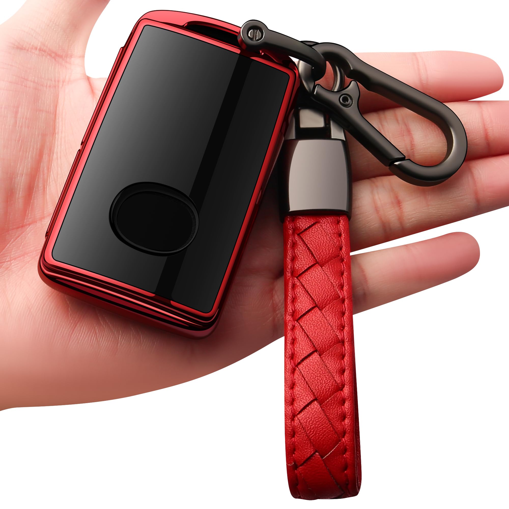 Photo 1 of Sindeda for Mazda Key Fob Cover with Keychain Key Case Key Shell 360 Degree Full Protection Compatible with 2019-2024 Mazda 3, Mazda 3 Hatchback, 2020-2024 Mazda CX-5, CX-30, CX-9-Red