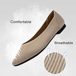 TINGRISE Women's Flats Shoes Pointed Toe Knit