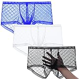 JINSHI Men's Mesh See Through Boxers Briefs Sexy