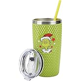 Bioworld The Grinch Character Wreath Green 20 Oz Stainless Steel Spiked Tumbler