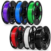 Dynta 250g PLA 3D Printer Filament for Beginners, 1.75mm/&plusmn;0.02mm 6 Colors | Compatible with FLASHFORGE, Bambu, Creality, Individually Vacuum-Sealed, Neatly Wound, Black, White, Red, Green, Blue, Purple