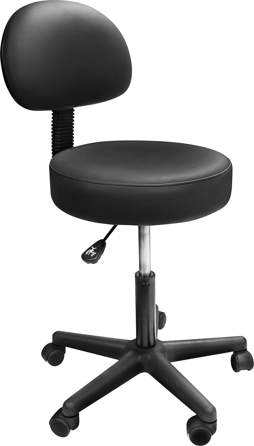Custom Craftworks Rolling Stool with Back (Black) Kitchen